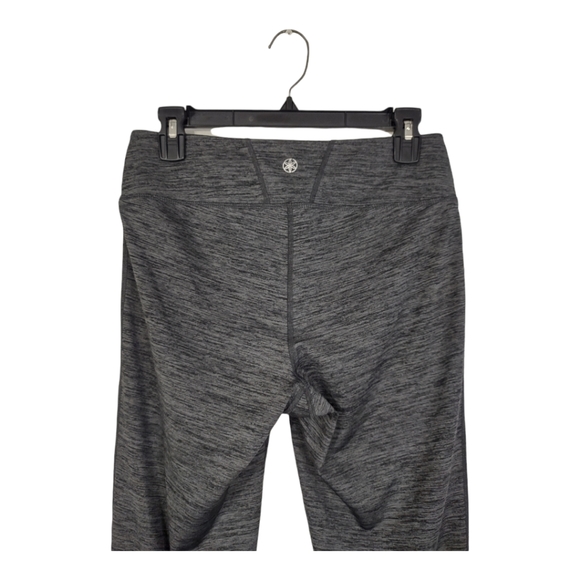 Gaiam Om Yoga Capri Leggings Gray Medium Auqa Purple Side Detail - Picture 9 of 10